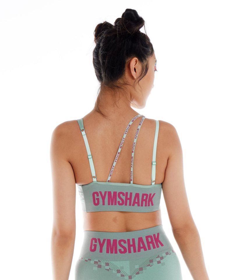 Women's Gymshark Wtflex Cyborg Seamless Sports Bra Light Green | CA 83150N